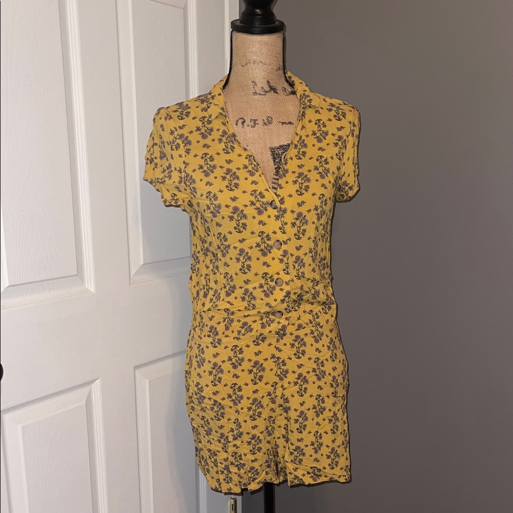 Aeropostale Yellow Floral Jumpsuit